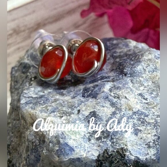 Alquimia Red and Silver Earrings - Picture 2 of 2